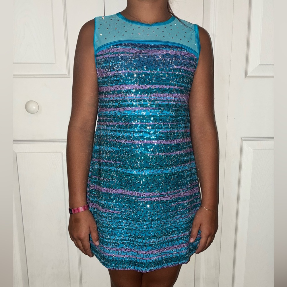 Weissman Blue and Purple Sequin Sheath Costume for Prom